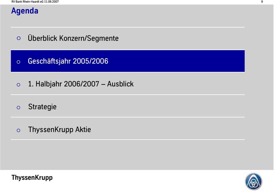 Konzern/Segmente Geschäftsjahr