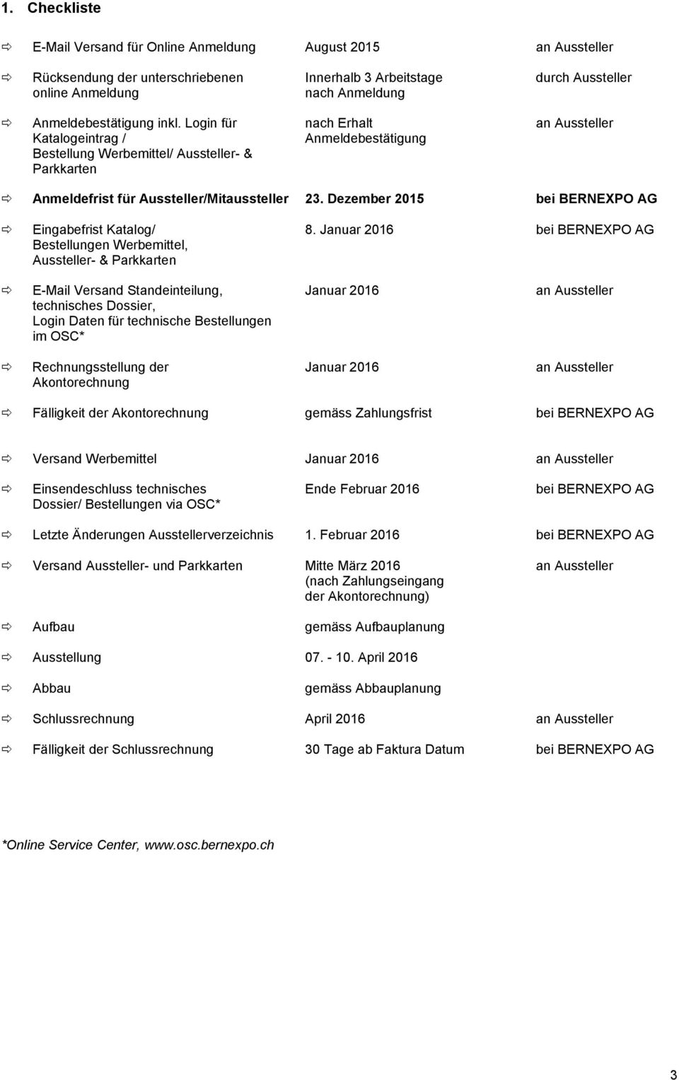 Dezember 2015 bei BERNEXPO AG Eingabefrist Katalog/ 8.
