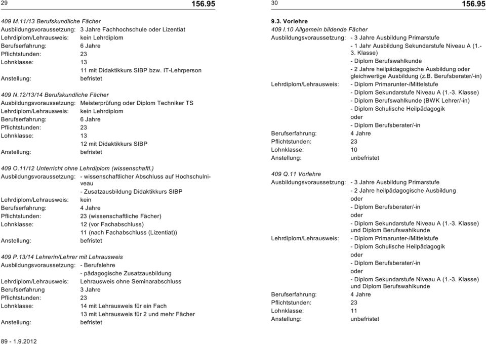 11/12 Unterricht ohne Lehrdiplom (wissenschaftl.