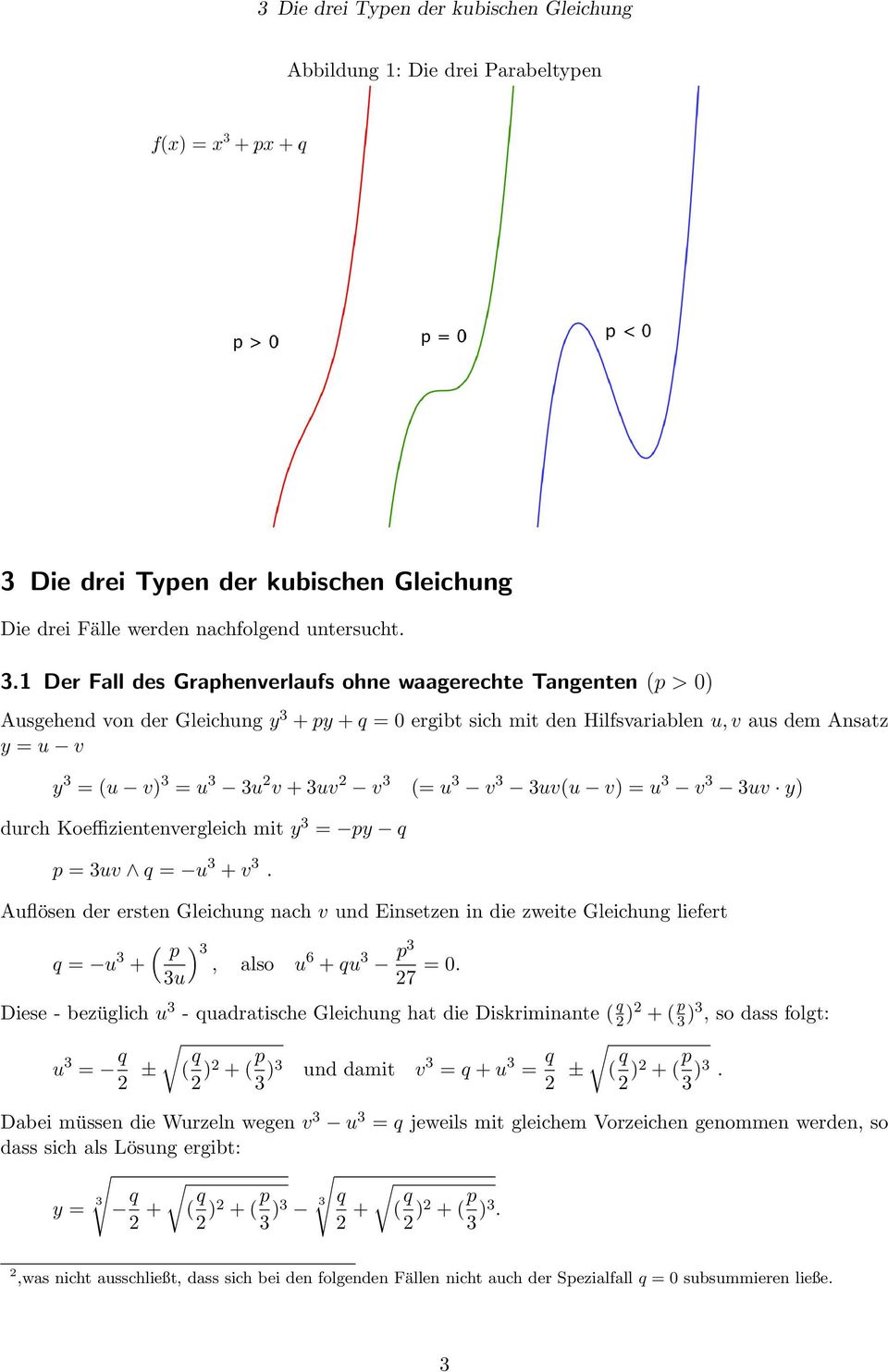 (= u v uv(u v) = u v uv y) durch Koeffizientenvergleich mit y = y p = uv = u + v. Auflösen der ersten Gleichung nach v und Einsetzen in die zweite Gleichung liefert ( p ) = u +, also u 6 + u p u = 0.