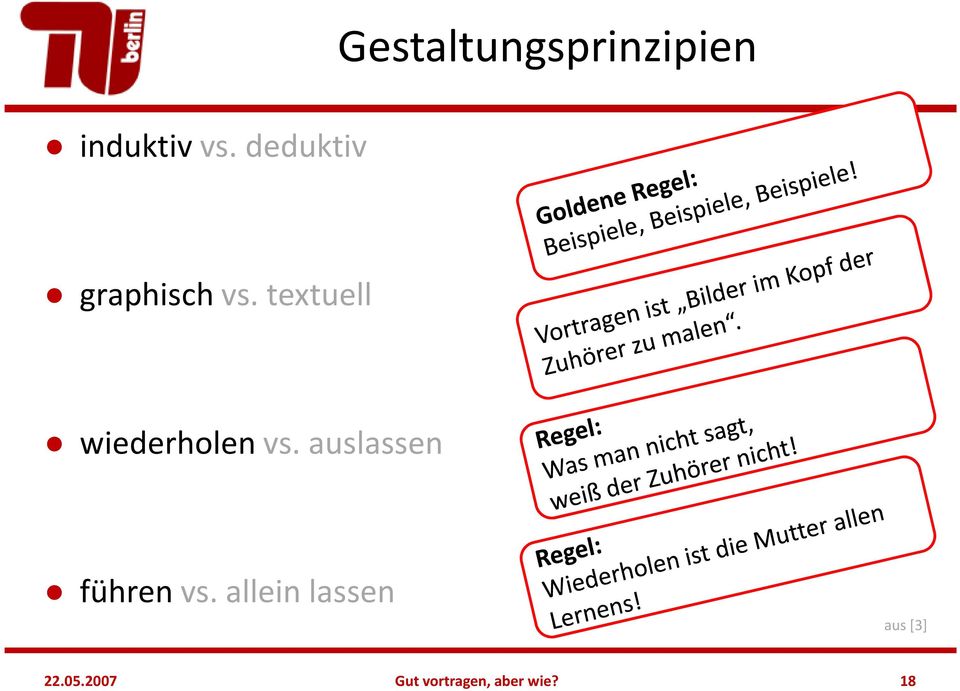 vs. textuell wiederholen vs.