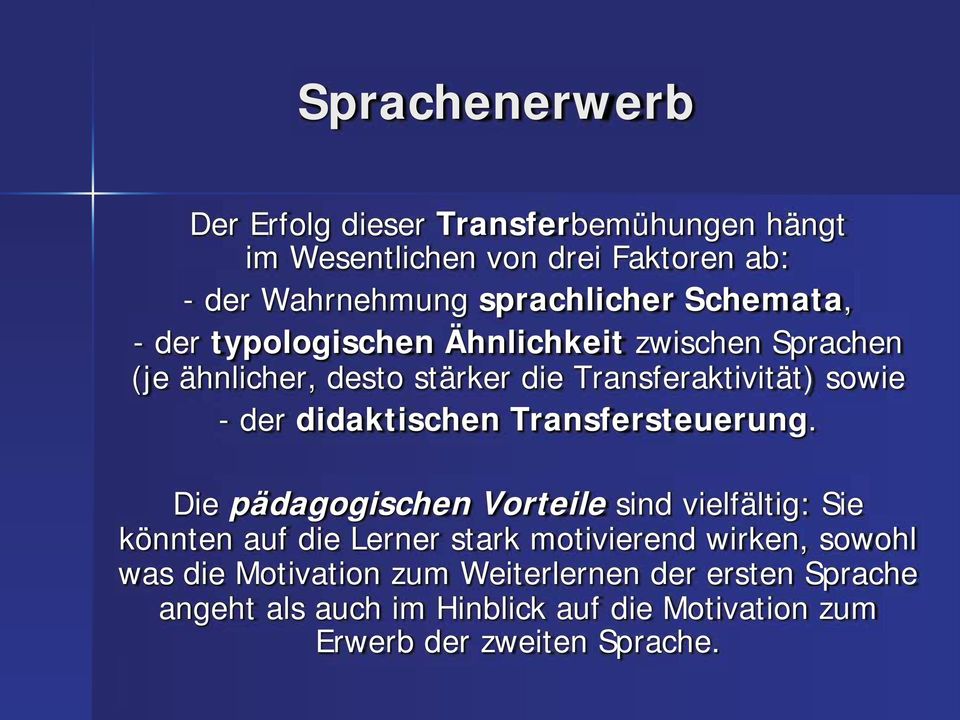 didaktischen Transfersteuerung.