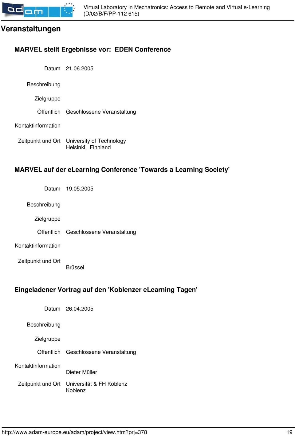 Conference 'Towards a Learning Society' Datum 19.05.