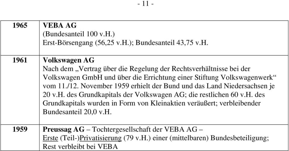 1961 Volkswagen AG Nach dem Vertrag über die Regelung der Rechtsverhältnisse bei der Volkswagen GmbH und über die Errichtung einer Stiftung