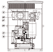Konfigurations-Beispiel 1. Kompressor 2. Motor 3. Kupplung 4. Kupplungsschutz 5. gemeinsamer Grundrahmen 6.