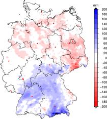 Besonders auffällig treten dabei das südliche Sachsen, kleinere Gebiete im Osten Thüringens sowie das südliche Bayern in Erscheinung.