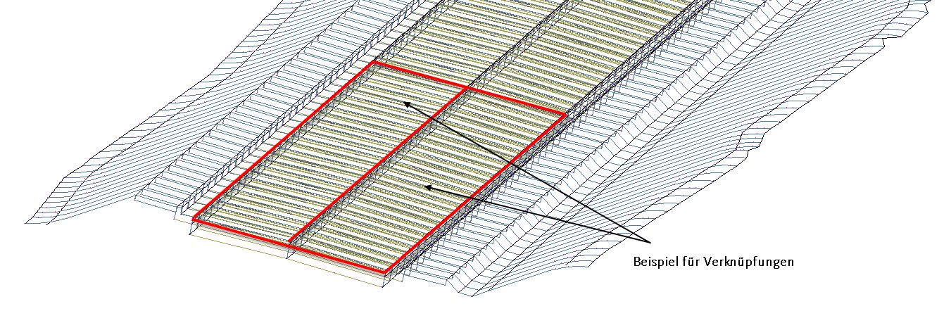 Codesatz-Stile beinhalten Materialflächenfüllstile, die die oben gelegenen Verknüpfungen eines 3D-Profilkörpers schraffieren.