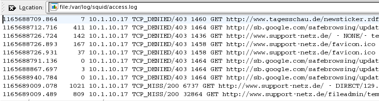 Server - Beispiel 2: Internet-Log-Datei von Squid Dateiname: access.