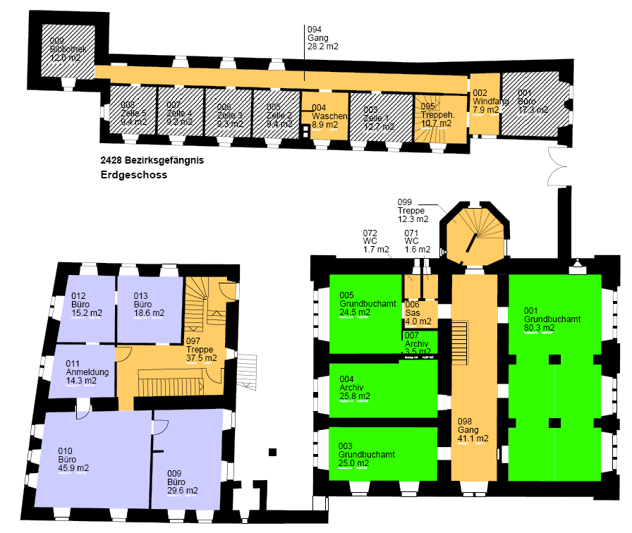 12. Anhang 12.1. Grundrisspläne Erdgeschoss N 009 Bibliothek 12.0 m 2 Zelle 9.4 m 2 Zelle 9.2 m 2 Zelle 9.3 m 2 Zelle 9.