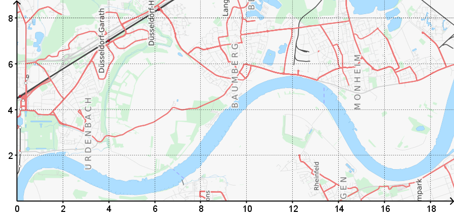 MODELLIEREN MITHILFE VON FUNKTIONEN Modellieren mithilfe von Funktionen Abbildung : Rheinverlauf bei Düsseldorf. Der Kartenausschnitt zeigt ein Stück des Rheins bei Düsseldorf.