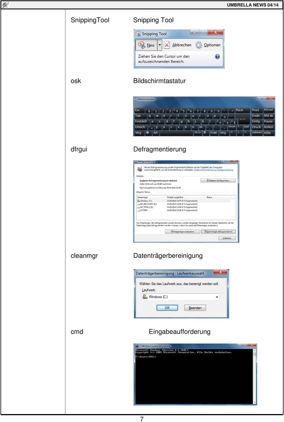 Defragmentierung cleanmgr