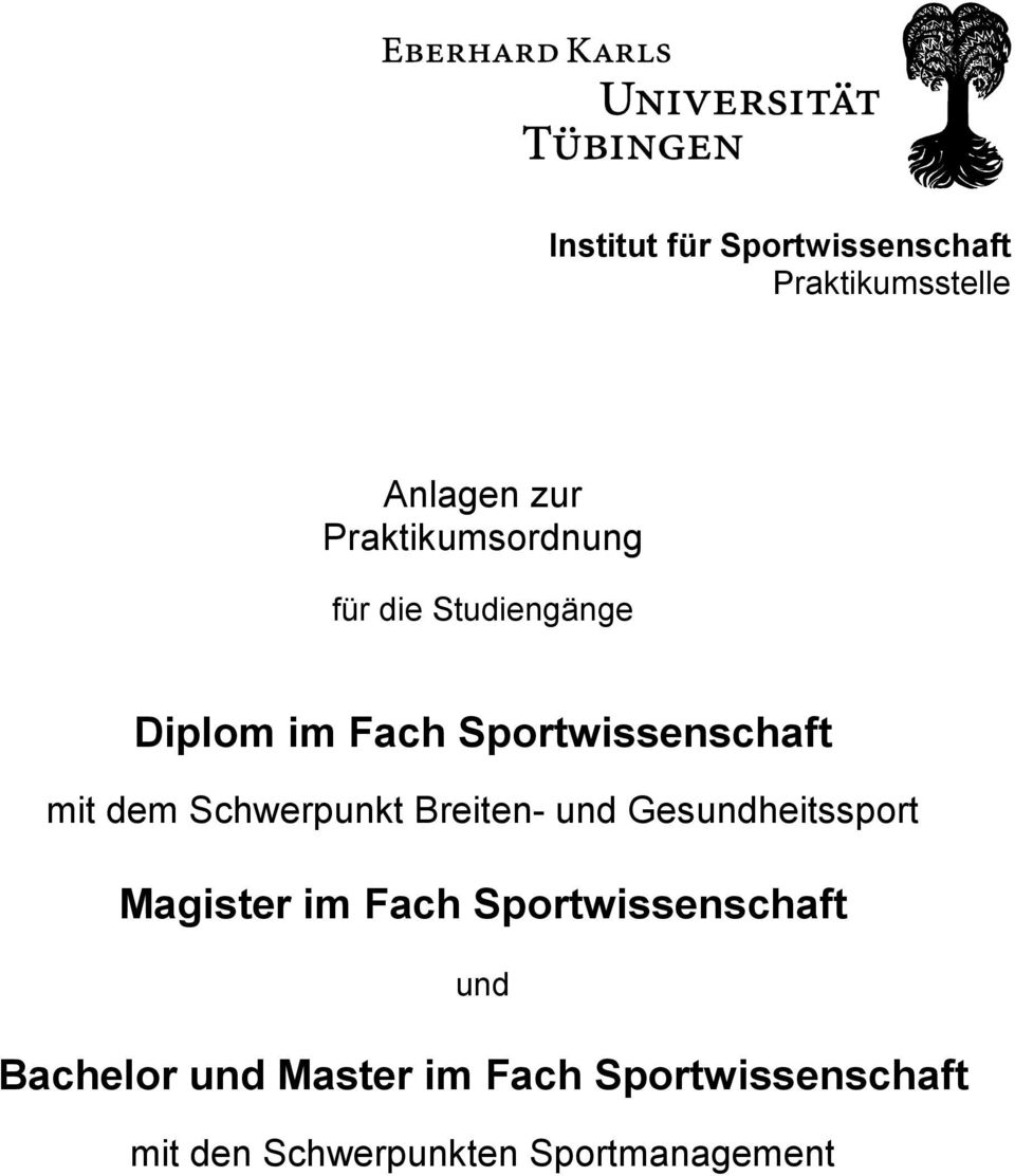 Breiten- und Gesundheitssport Magister im Fach Sportwissenschaft und