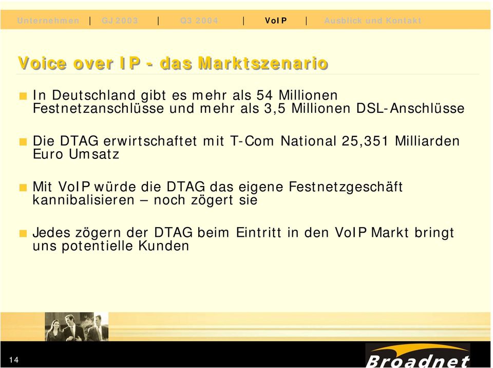 National 25,351 Milliarden Euro Umsatz Mit VoIP würde die DTAG das eigene Festnetzgeschäft