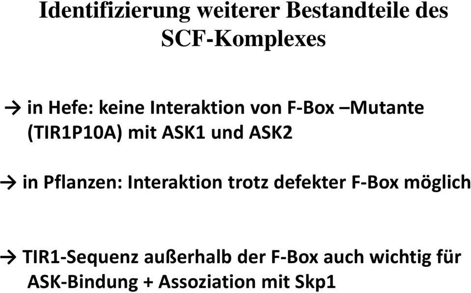 in Pflanzen: Interaktion trotz defekter F-Box möglich TIR1-Sequenz