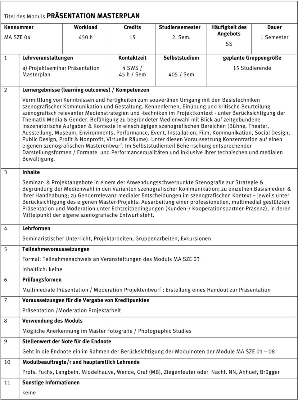 Gestaltung. Kennenlernen, Einübung und kritische Beurteilung szenografisch relevanter Medienstrategien und -techniken im Projektkontext - unter Berücksichtigung der Thematik Media & Gender.