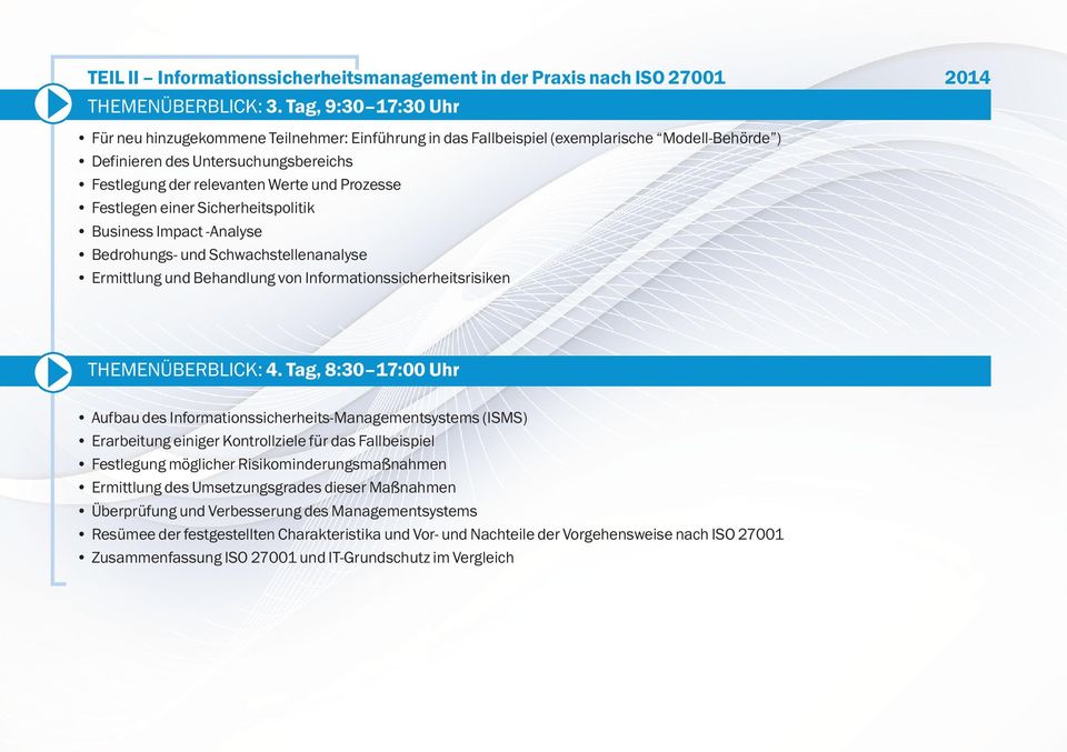 Festlegen einer Sicherheitspolitik Business Impact -Analyse Bedrohungs- und Schwachstellenanalyse Ermittlung und Behandlung von Informationssicherheitsrisiken THEMENÜBERBLICK: 4.