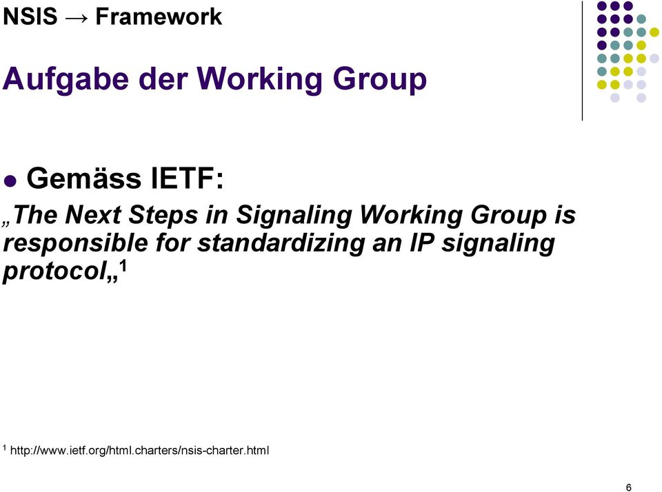 responsible for standardizing an IP signaling