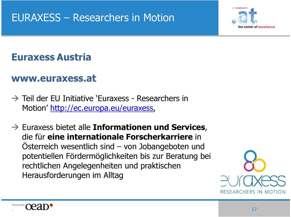 eu/euraxess, Euraxess bietet alle Informationen und Services, die für eine internationale