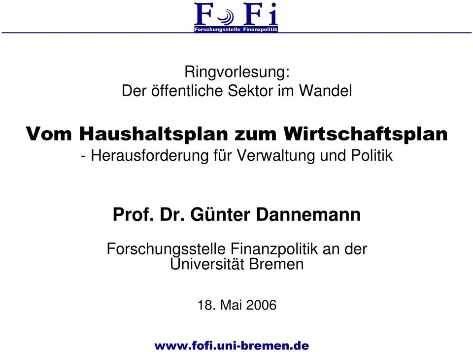 Verwaltung und Politik Prof. Dr.