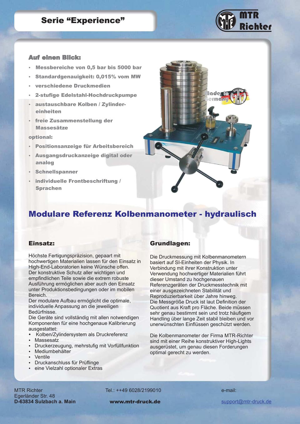 Sprachen Made in Germany Modulare Referenz Kolbenmanometer - hydraulisch Einsatz: Höchste Fertigungspräzision, gepaart mit hochwertigen Materialien lassen für den Einsatz in High-End-Laboratorien