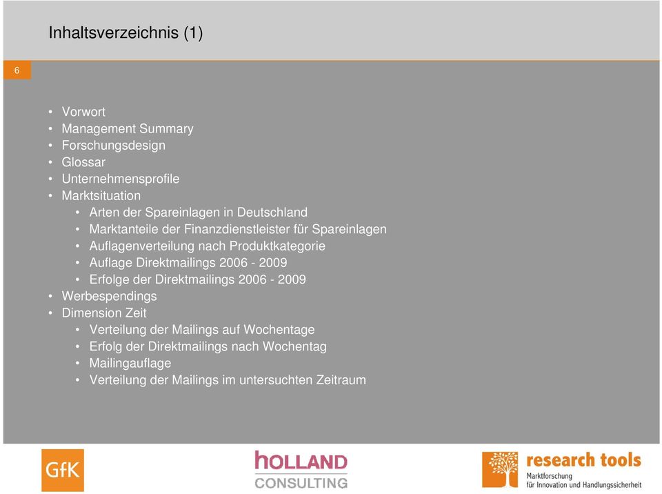 Produktkategorie Auflage Direktmailings 2006-2009 Erfolge der Direktmailings 2006-2009 Werbespendings Dimension Zeit