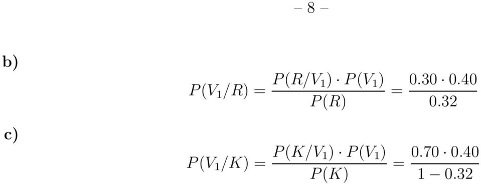 32 c) P(V 1 /K) = P(K/V 1)