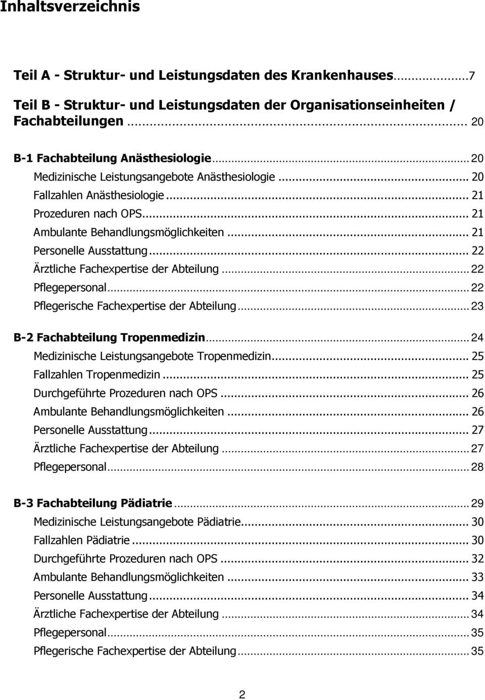 .. 22 Ärztliche Fachexpertise der Abteilung... 22 Pflegepersonal... 22 Pflegerische Fachexpertise der Abteilung... 23 B-2 Fachabteilung Tropenmedizin... 24 Medizinische Leistungsangebote Tropenmedizin.