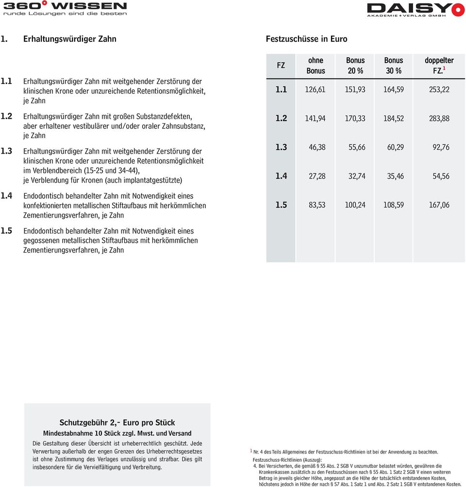 3 Erhaltungswürdiger Zahn mit weitgehender Zerstörung der klinischen Krone oder unzureichende Retentionsmöglichkeit im Verblendbereich (15-25 und 34-44), je Verblendung für Kronen (auch