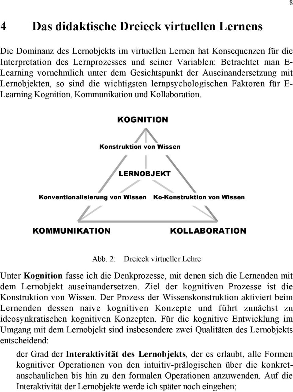 KOGNITION Konstruktion von Wissen LERNOBJEKT Konventionalisierung von Wissen Ko-Konstruktion von Wissen KOMMUNIKATION KOLLABORATION Abb.