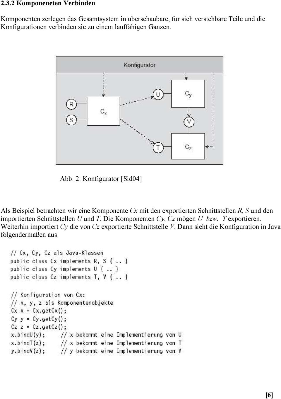 2: Konfigurator [Sid04] Als Beispiel betrachten wir eine Komponente Cx mit den exportierten Schnittstellen R, S und den