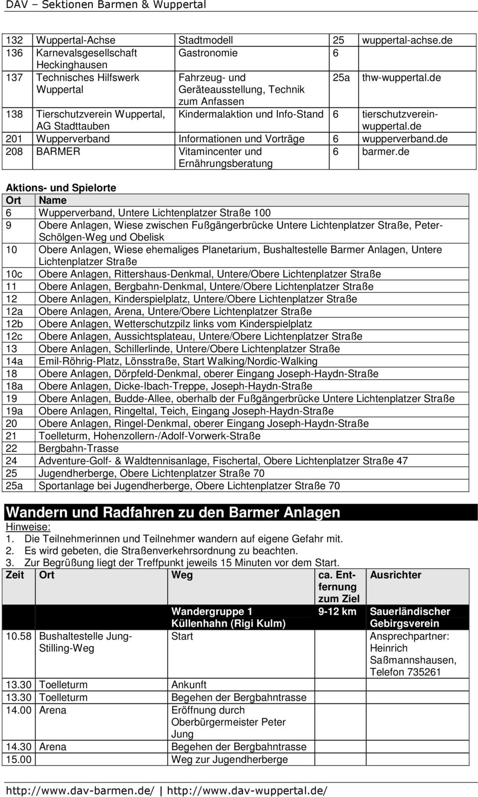 de 201 Wupperverband Informationen und Vorträge 6 wupperverband.de 208 BARMER Vitamincenter und Ernährungsberatung 6 barmer.