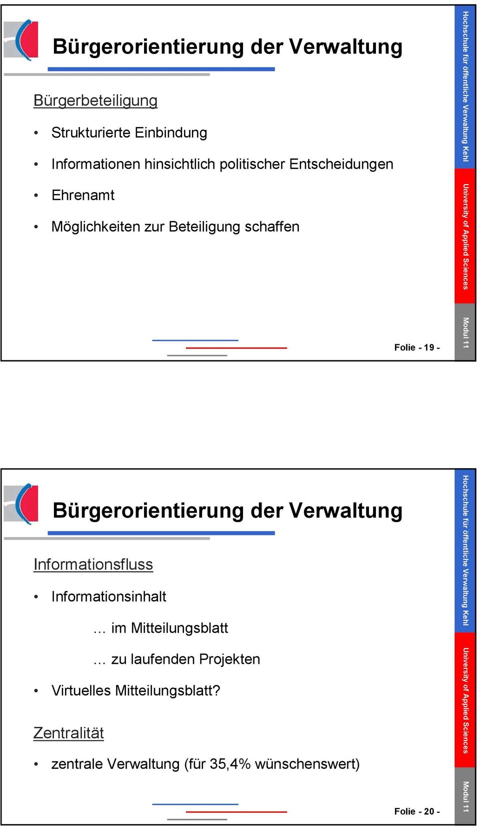 Informationsfluss Informationsinhalt im Mitteilungsblatt zu laufenden Projekten