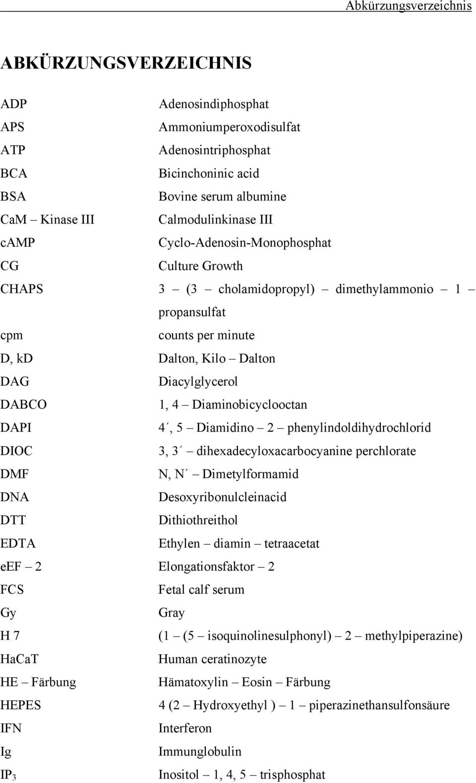 Diaminobicyclooctan DAPI 4, 5 Diamidino 2 phenylindoldihydrochlorid DIOC 3, 3 dihexadecyloxacarbocyanine perchlorate DMF N, N Dimetylformamid DNA Desoxyribonulcleinacid DTT Dithiothreithol EDTA