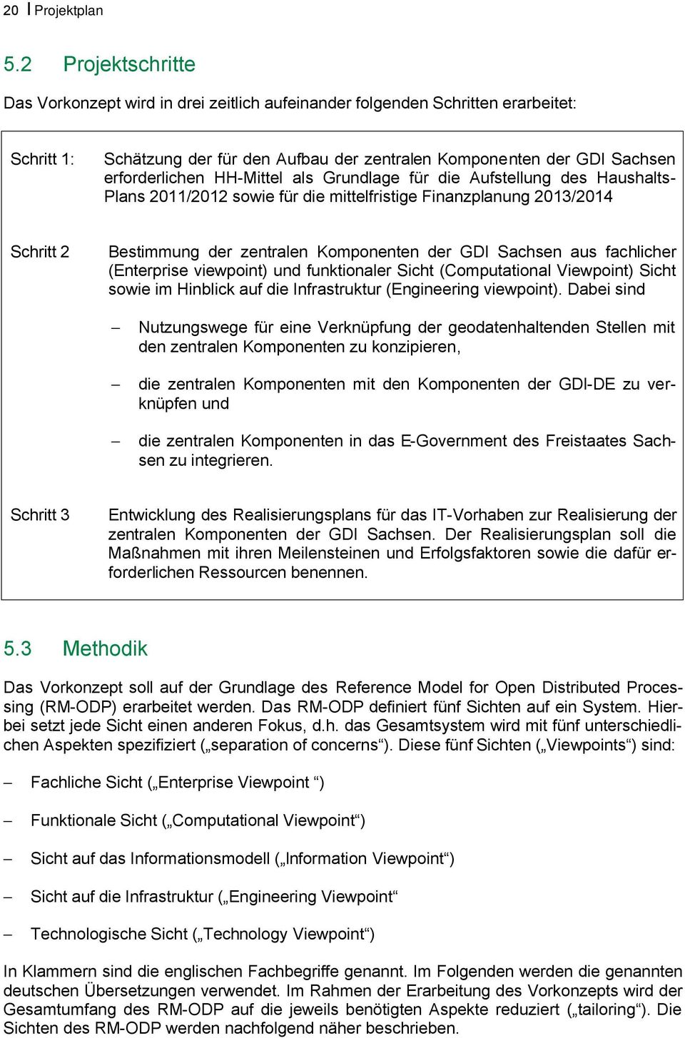 HH-Mittel als Grundlage für die Aufstellung des Haushalts- Plans 2011/2012 sowie für die mittelfristige Finanzplanung 2013/2014 Schritt 2 Bestimmung der zentralen Komponenten der GDI Sachsen aus