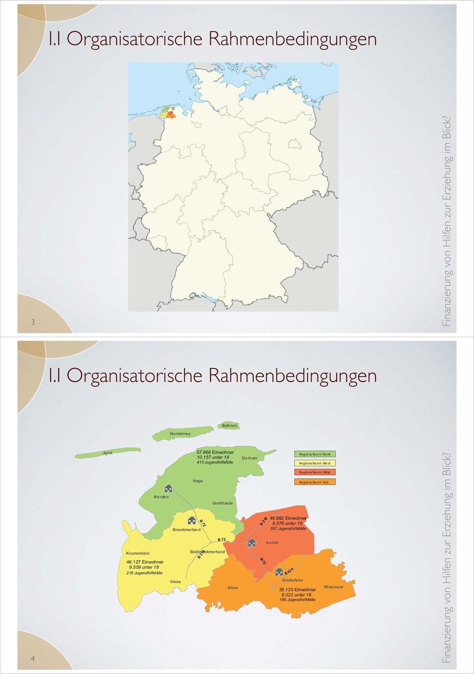 022 unter 18 189 Jugendhilfefälle Wi esmoor I.I Organisatorische Rahmenbedingungen 3 I.I Organisatorische Rahmenbedingungen Norderney Baltrum 4 Jui st 57.868 Einwohner 10.