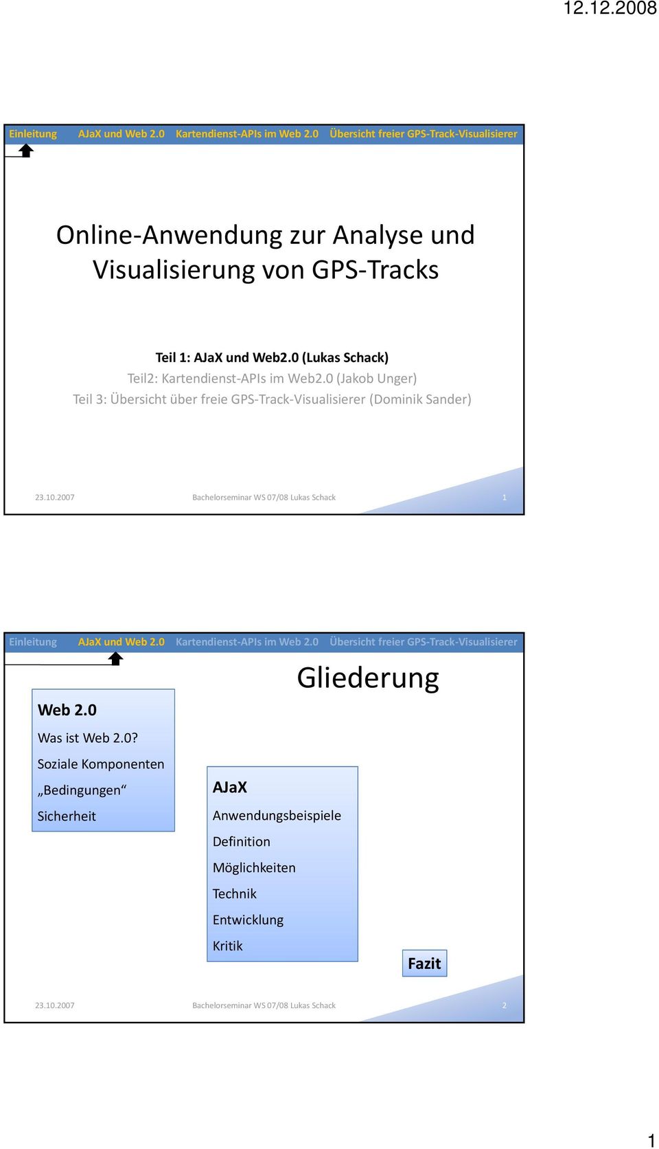 0 (Jakob Unger) Teil 3: Übersicht über freie GPS Track Visualisierer (Dominik Sander) 1 1 Was
