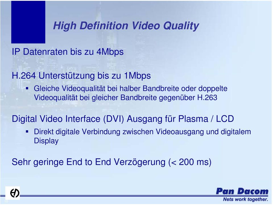Videoqualität bei gleicher Bandbreite gegenüber H.