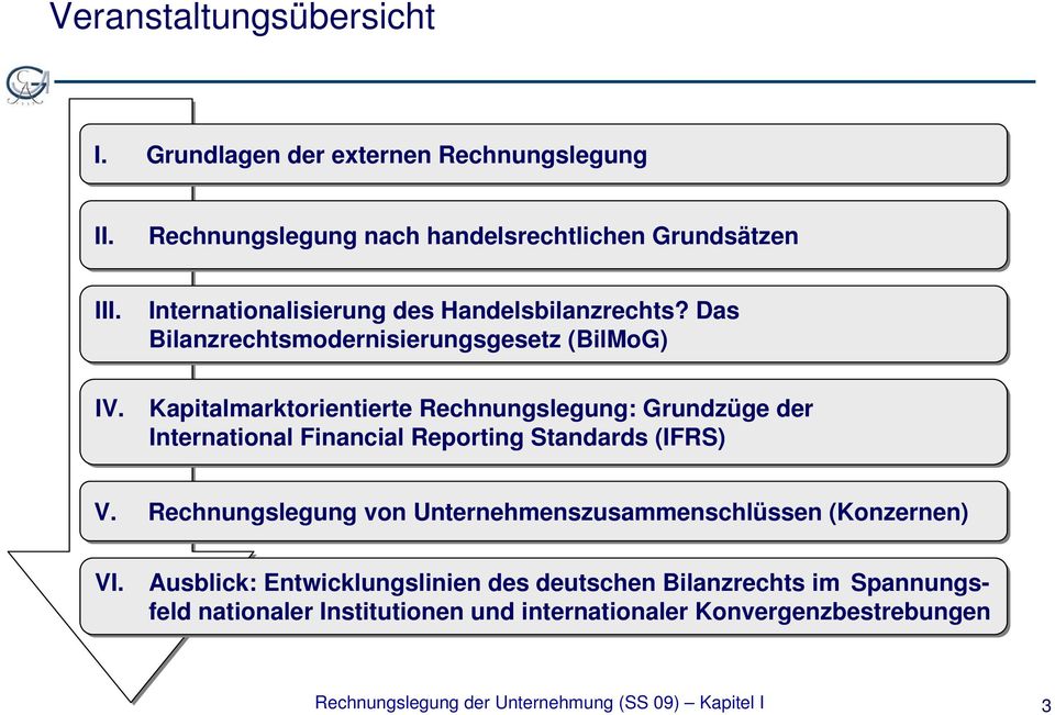 Das Bilanzrechtsmodernisierungsgesetz (BilMoG) Kapitalmarktorientierte Rechnungslegung: Grundzüge der International Financial Reporting Standards