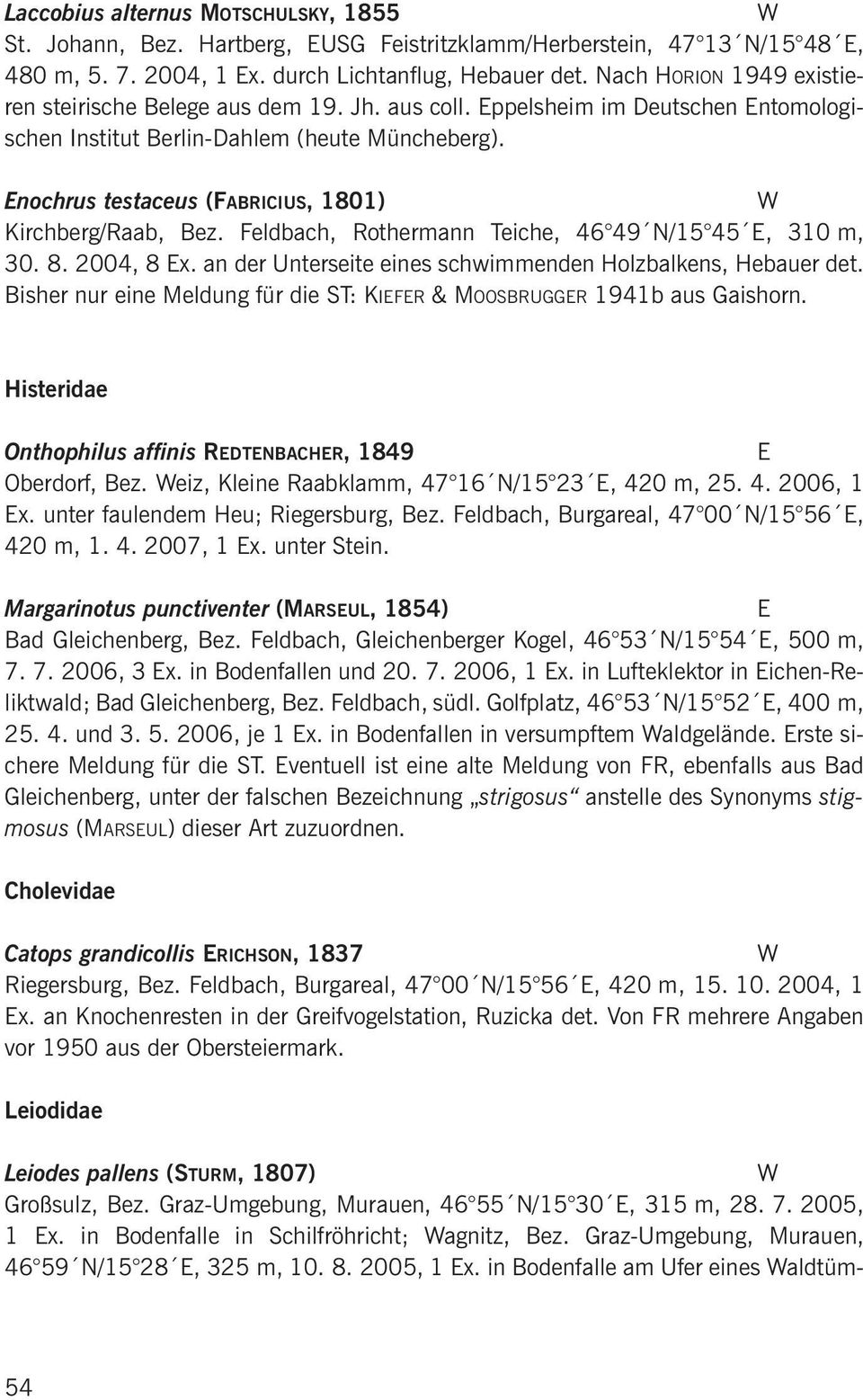 nochrus testaceus (FABRICIUS, 1801) Kirchberg/Raab, Bez. Feldbach, Rothermann Teiche, 46 49 N/15 45, 310 m, 30. 8. 2004, 8 x. an der Unterseite eines schwimmenden Holzbalkens, Hebauer det.