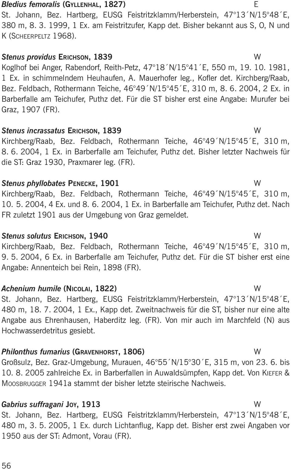 Mauerhofer leg., Kofler det. Kirchberg/Raab, Bez. Feldbach, Rothermann Teiche, 46 49 N/15 45, 310 m, 8. 6. 2004, 2 x. in Barberfalle am Teichufer, Puthz det.