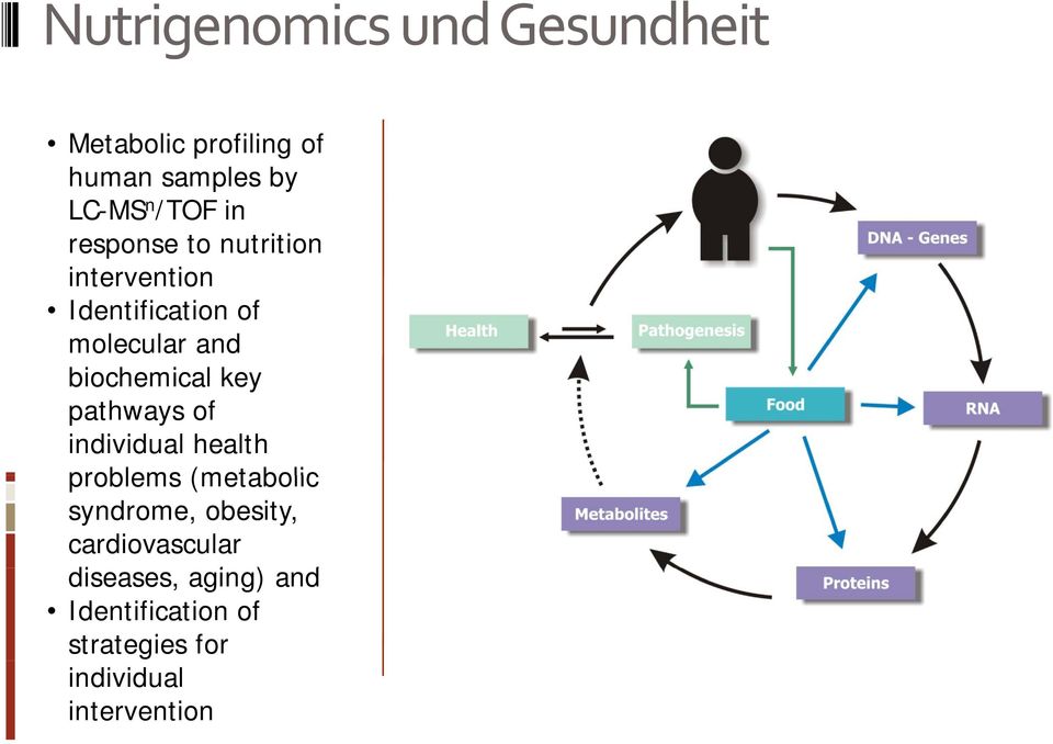 biochemical key pathways of individual health problems (metabolic syndrome,