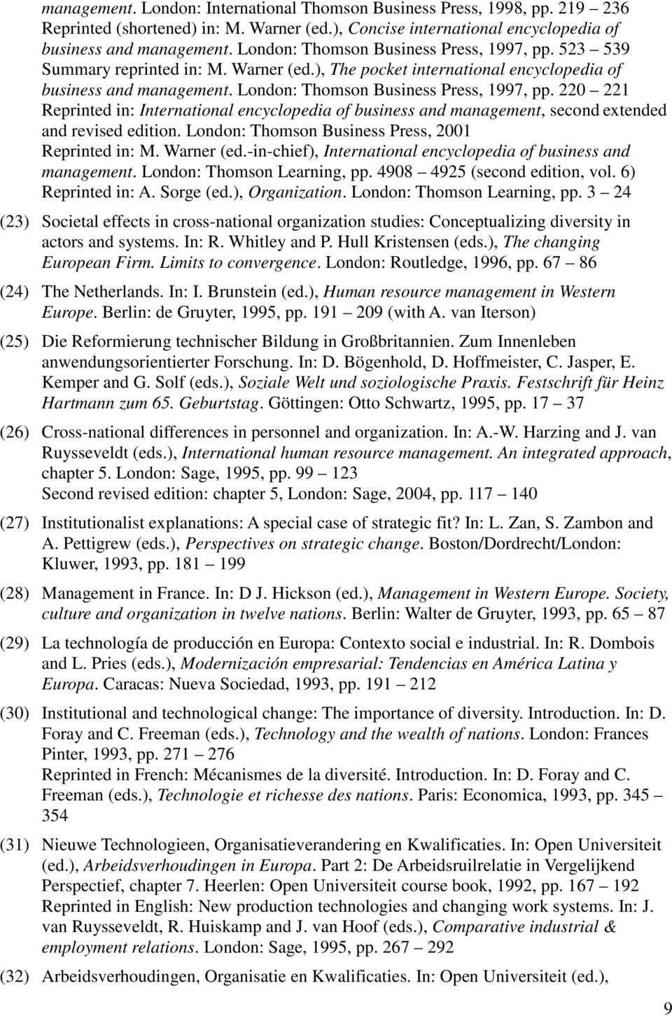 220 221 Reprinted in: International encyclopedia of business and management, second extended and revised edition. London: Thomson Business Press, 2001 Reprinted in: M. Warner (ed.