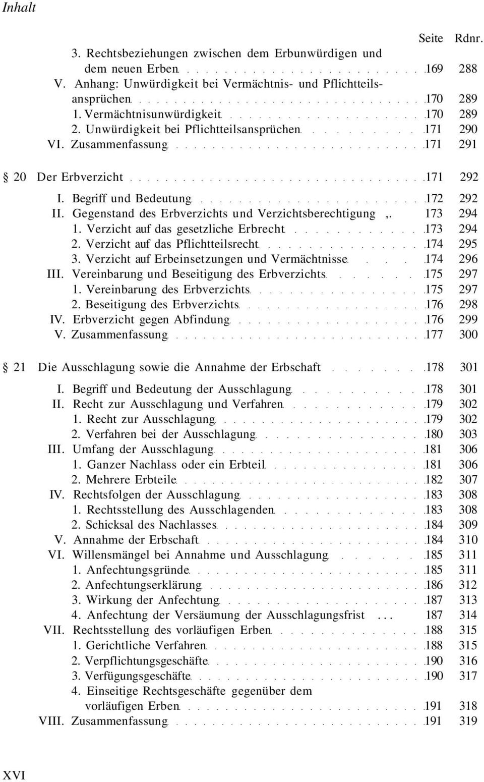 173 294 1. Verzicht auf das gesetzliche Erbrecht 173 294 2. Verzicht auf das Pflichtteilsrecht 174 295 3. Verzicht auf Erbeinsetzungen und Vermächtnisse 174 296 III.