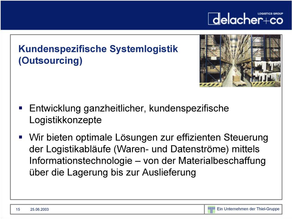 Steuerung der Logistikabläufe (Waren- und Datenströme) mittels Informationstechnologie