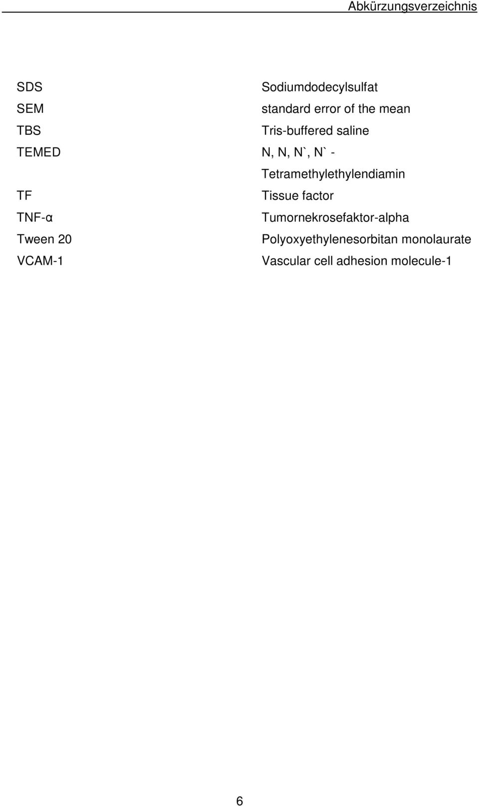 Tetramethylethylendiamin TF Tissue factor TNF-α