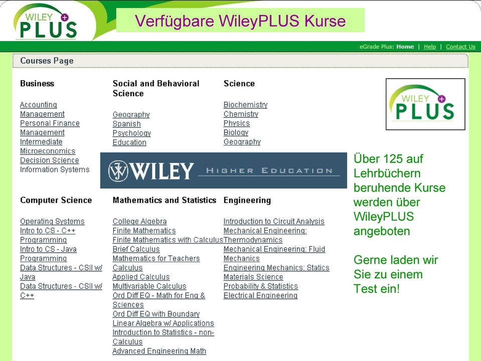 Kurse werden über WileyPLUS