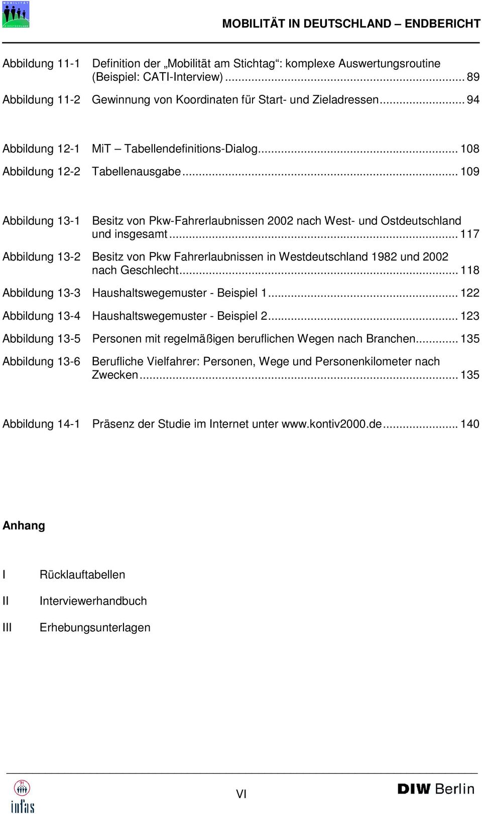 .. 109 Abbildung 13-1 Besitz von Pkw-Fahrerlaubnissen 2002 nach West- und Ostdeutschland und insgesamt.