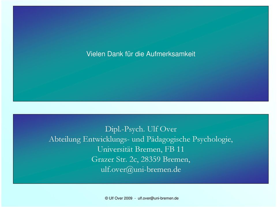 Pädagogische Psychologie, Universität Bremen,