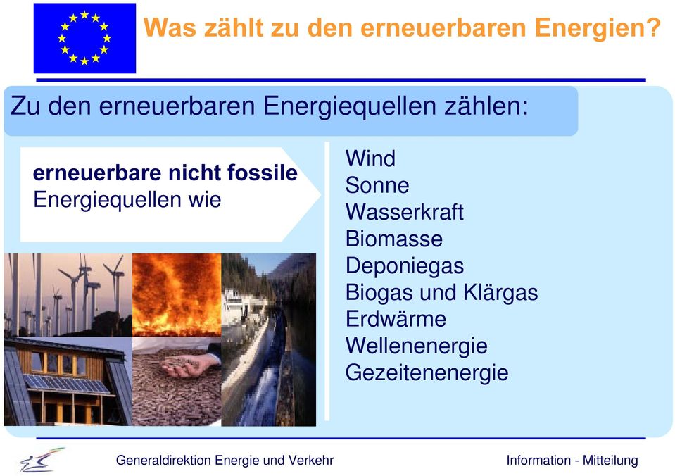 Energiequellen wie Wind Sonne Wasserkraft Biomasse