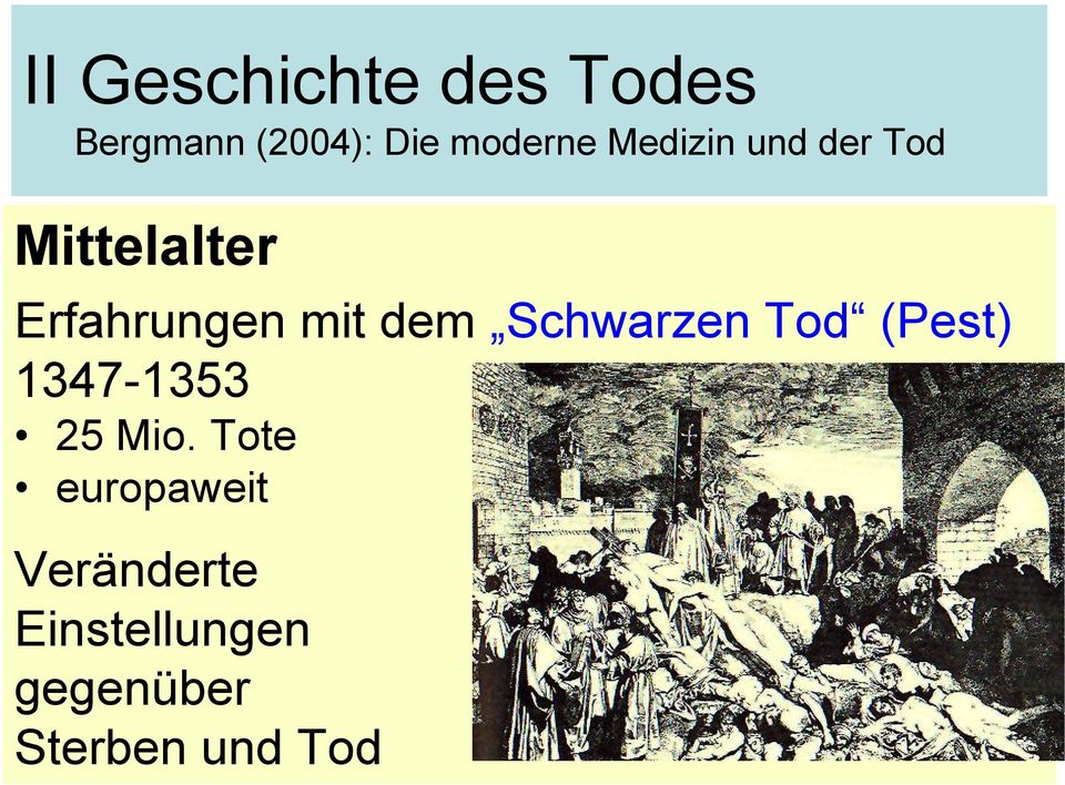 Schwarzen Tod (Pest) 1347-1353 25 Mio.